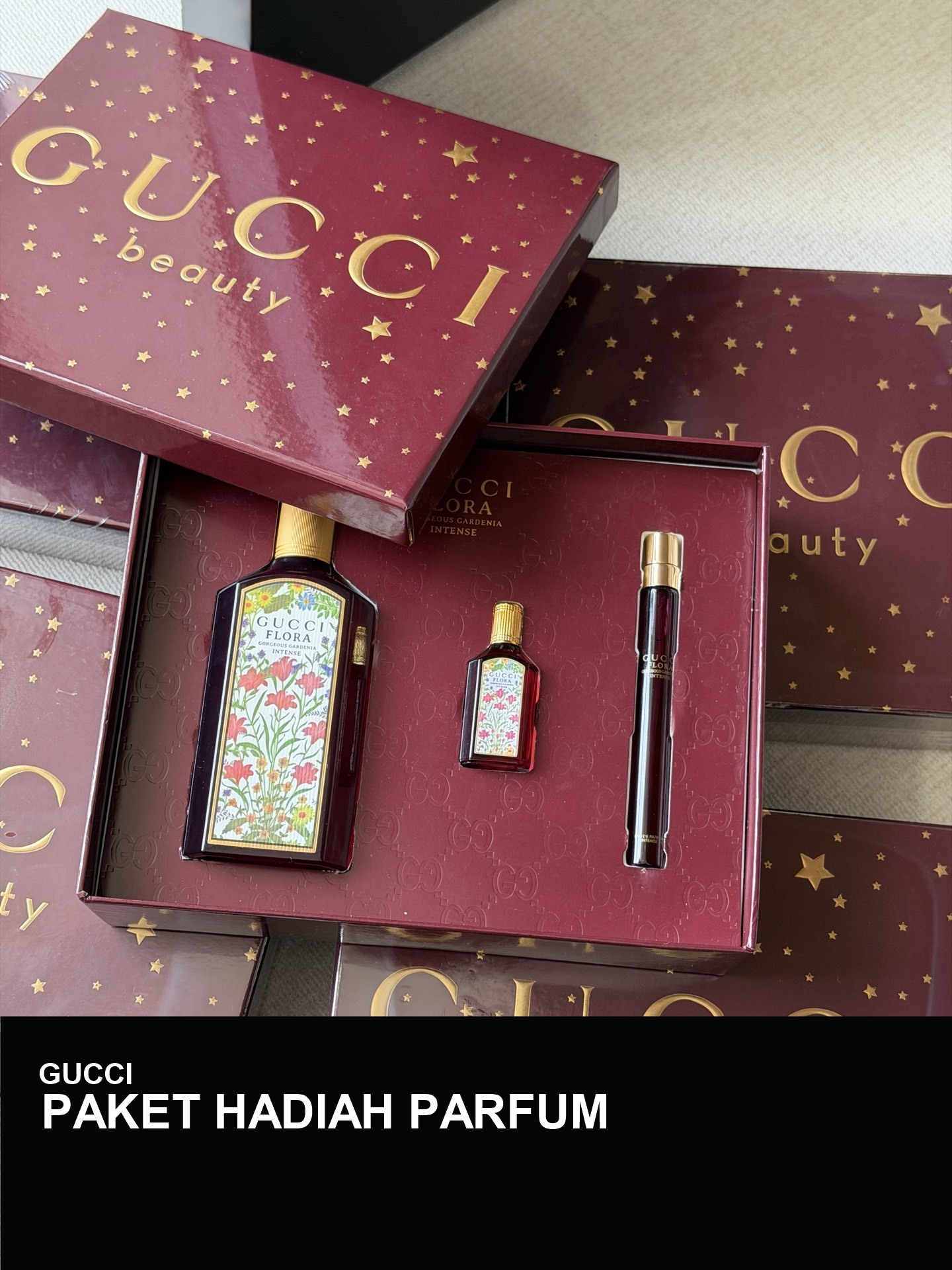 Foto asli paket parfum Gucci merah